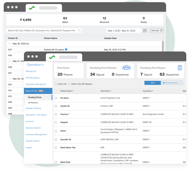 image of a login dashboard for doctors and patients, providing easy access to blood chemistry report